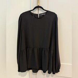 Tuckernuck/Pomander Place Long Sleeve Peplin Top Size XXXL. Black